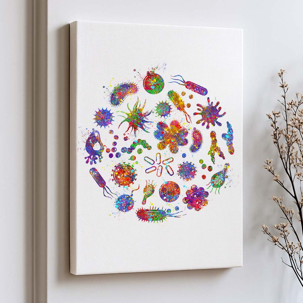 Bacteria Watercolour Print – Microbiology Wall Art