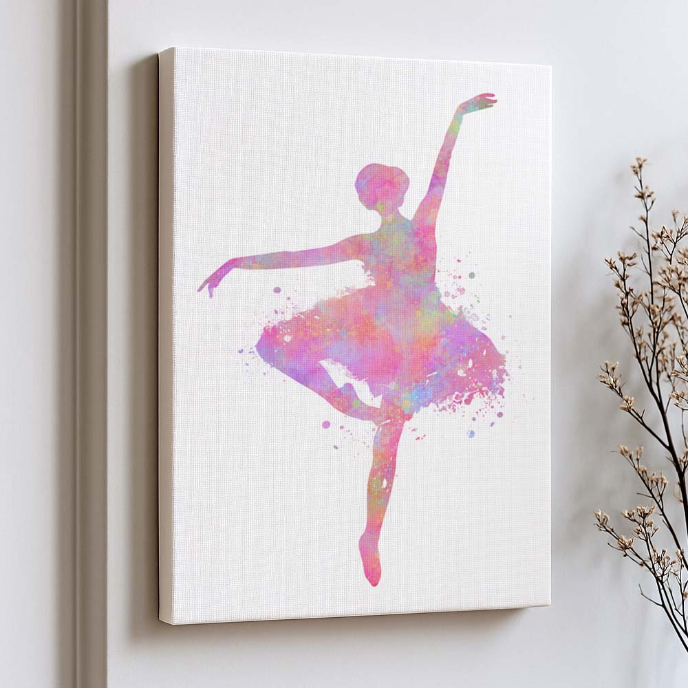 Pink Ballerina Watercolour Art Print – Elegant Ballet Dancer Wall Decor