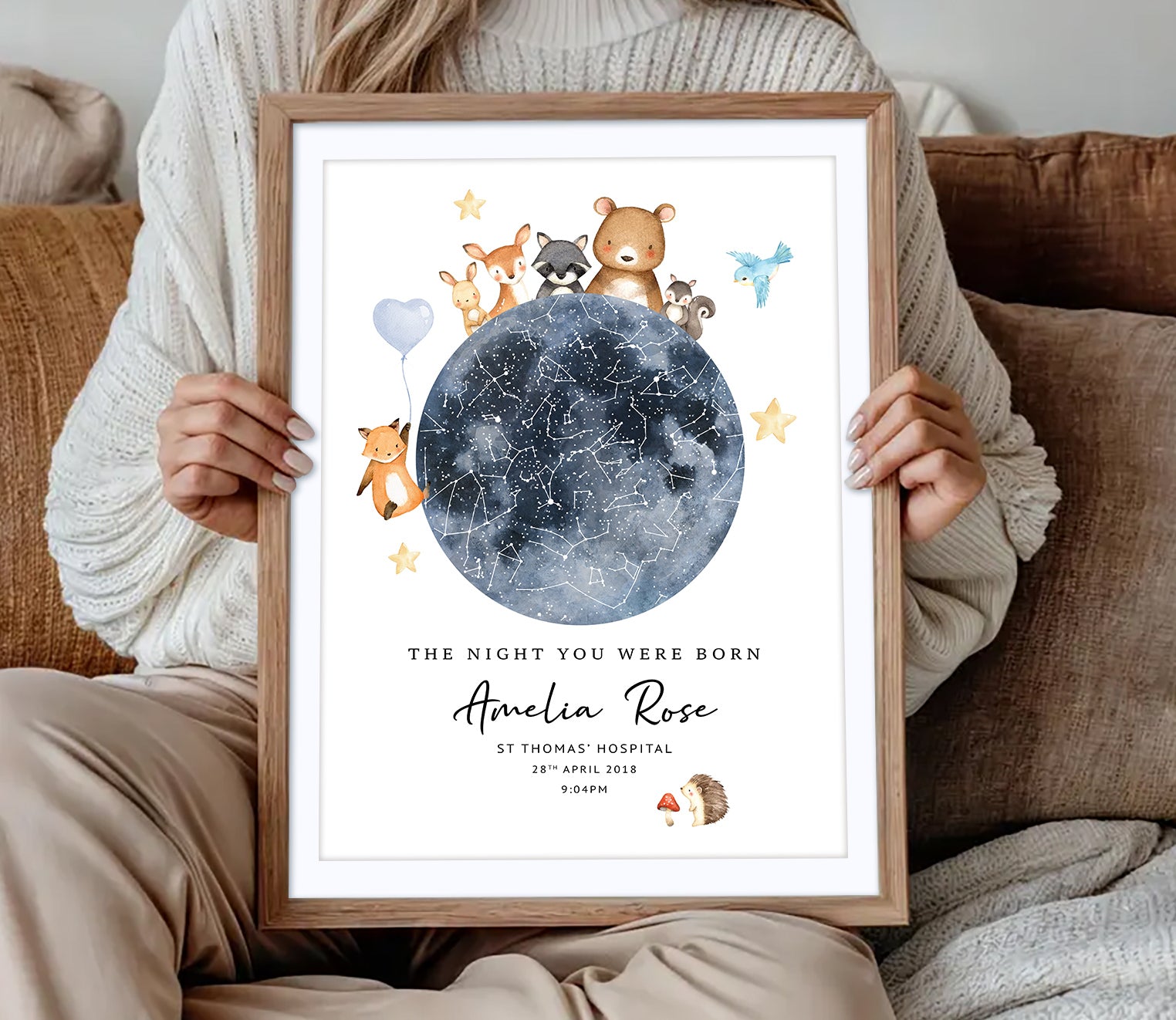 Personalised Star Map Baby Print – "The Night You Were Born" | Custom Birth Poster | Newborn Gift | Nursery Wall Art