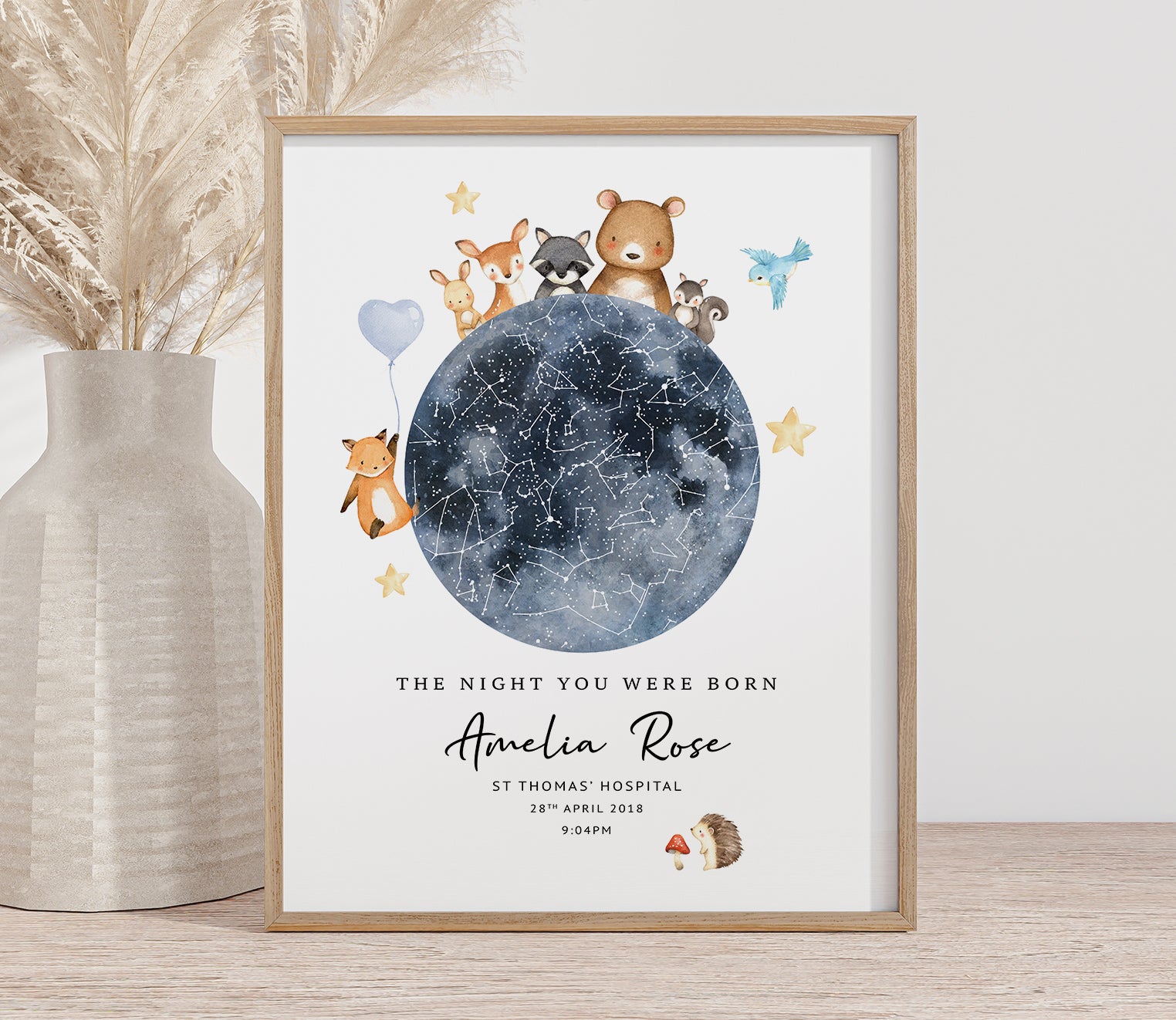 Personalised Star Map Baby Print – "The Night You Were Born" | Custom Birth Poster | Newborn Gift | Nursery Wall Art