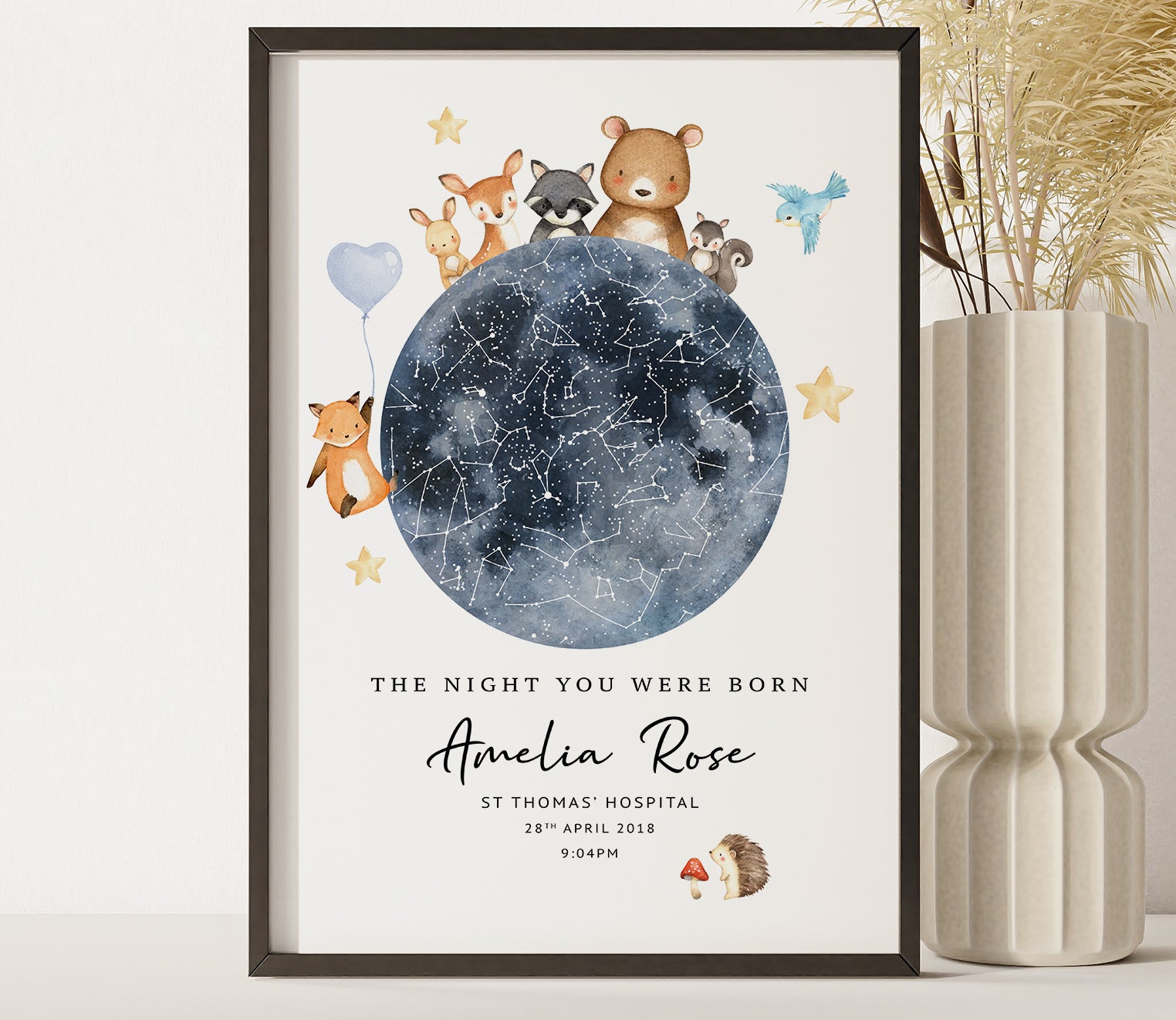 Personalised Star Map Baby Print – "The Night You Were Born" | Custom Birth Poster | Newborn Gift | Nursery Wall Art
