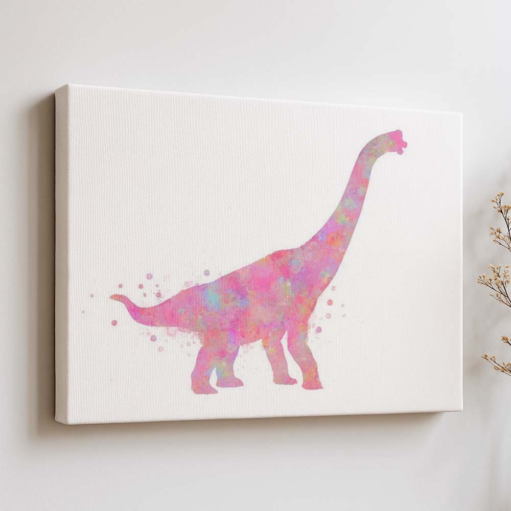 Brachiosaurus Dinosaur Wall Art – Watercolour Print for Kids Room or Nursery