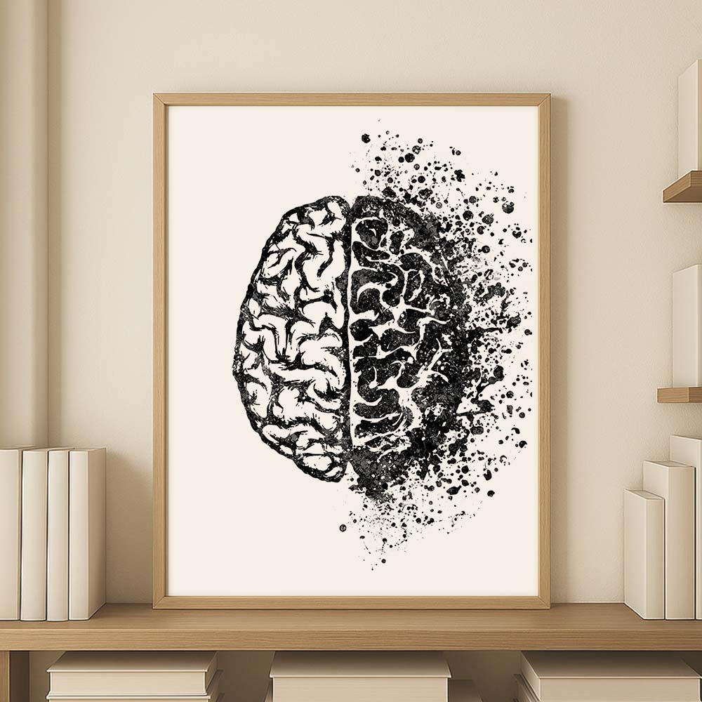 Brain Art Print – Minimalist Anatomy Wall Decor