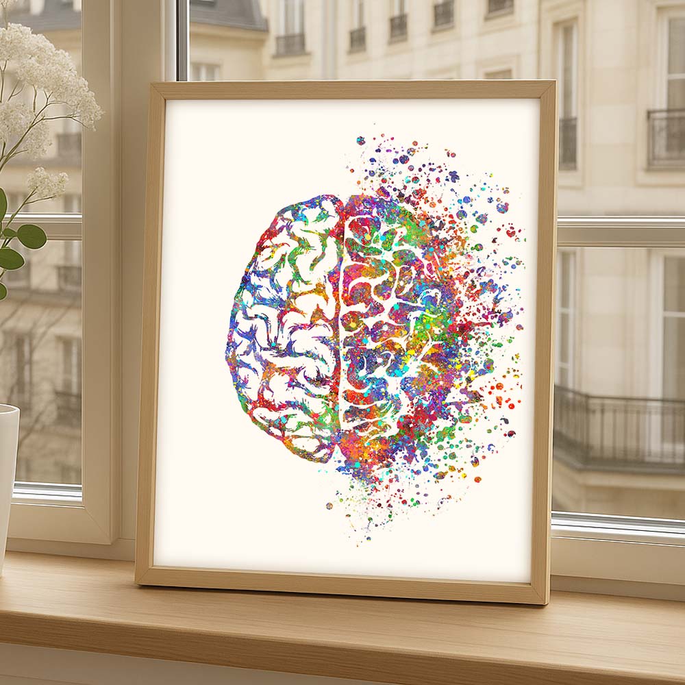 Brain Art Print – Minimalist Anatomy Wall Decor