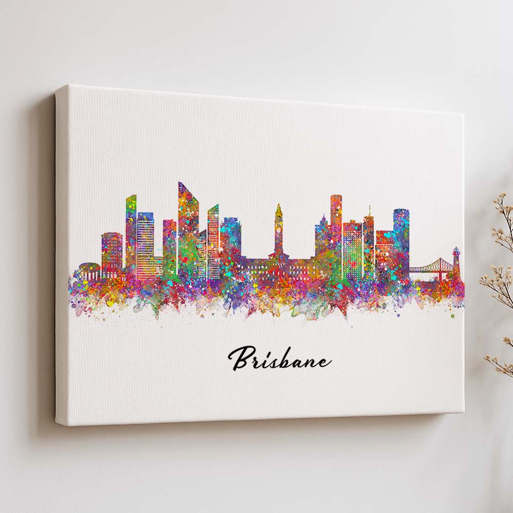 Brisbane Skyline Watercolor Art Print – Vibrant Australia Wall Decor