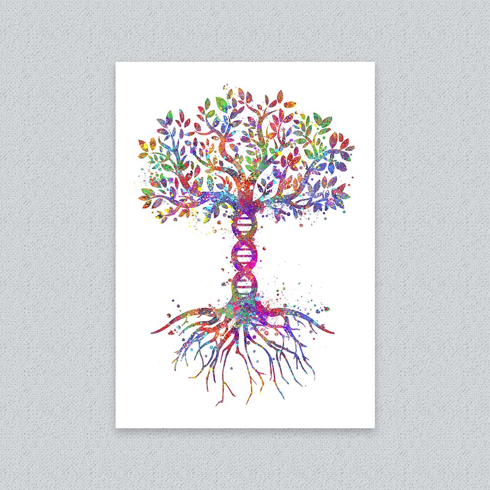 DNA Tree Art Print – Family Roots & Science Wall Art