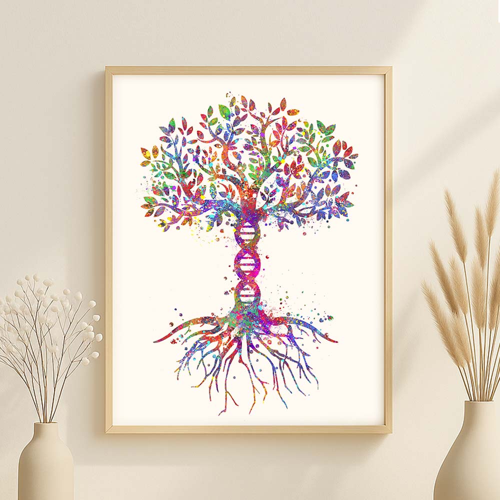 DNA Tree Art Print – Family Roots & Science Wall Art