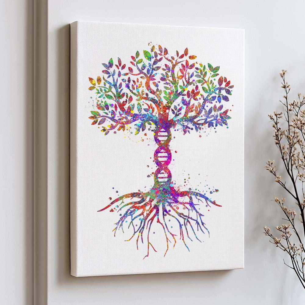 DNA Tree Art Print – Family Roots & Science Wall Art