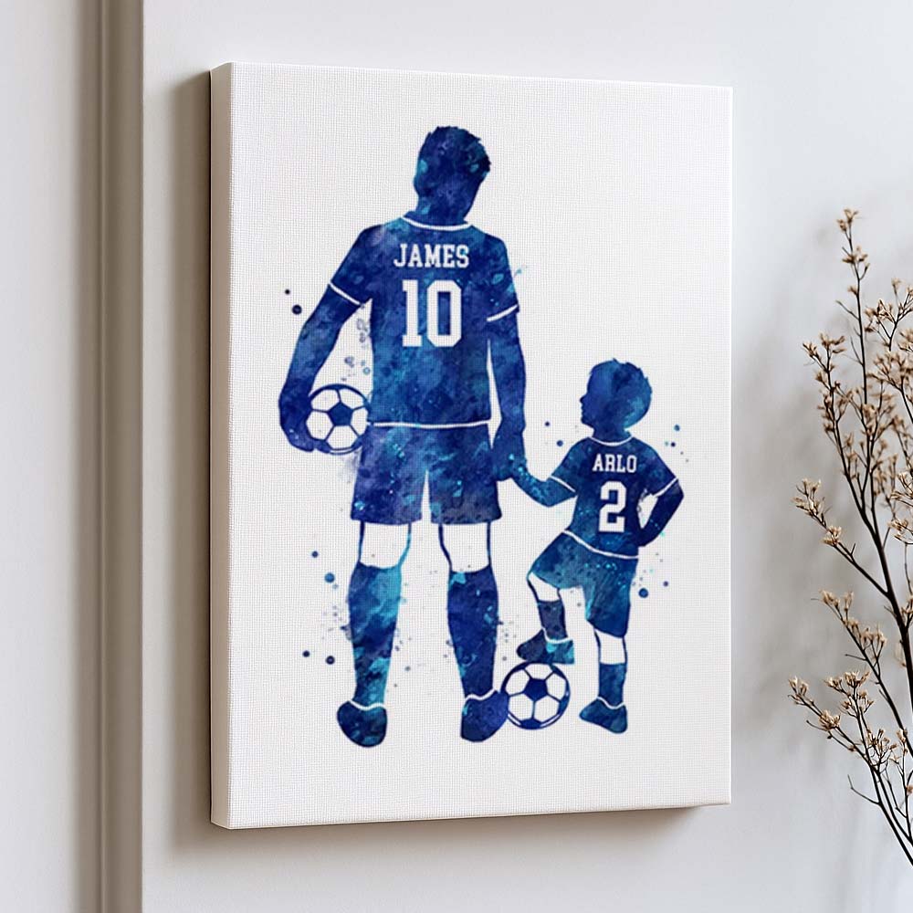 Personalised Father & Son Football Watercolour Art Print