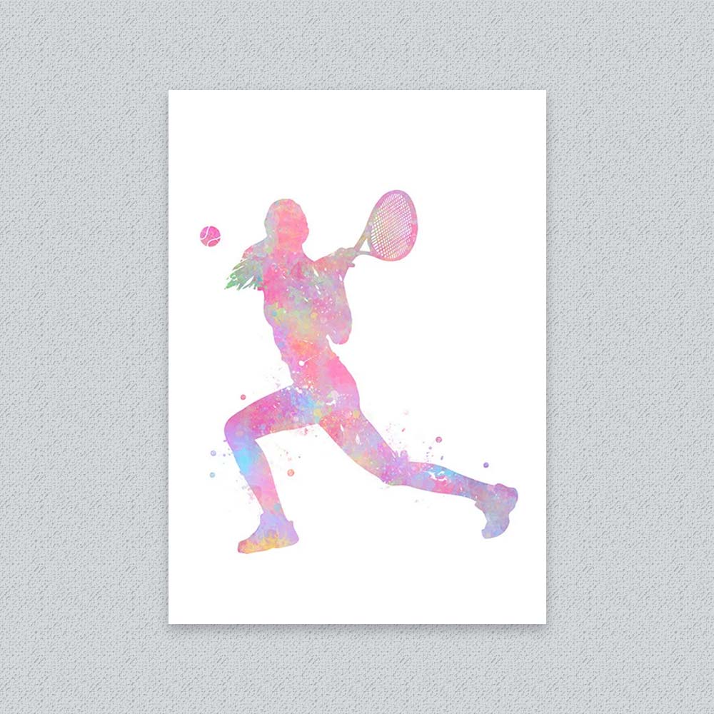 Female Tennis Player Watercolour Art Print