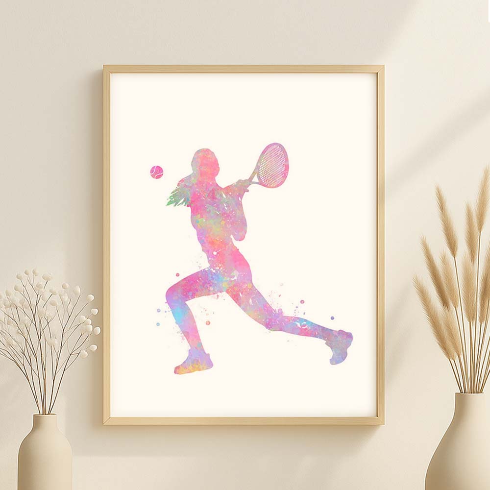 Female Tennis Player Watercolour Art Print