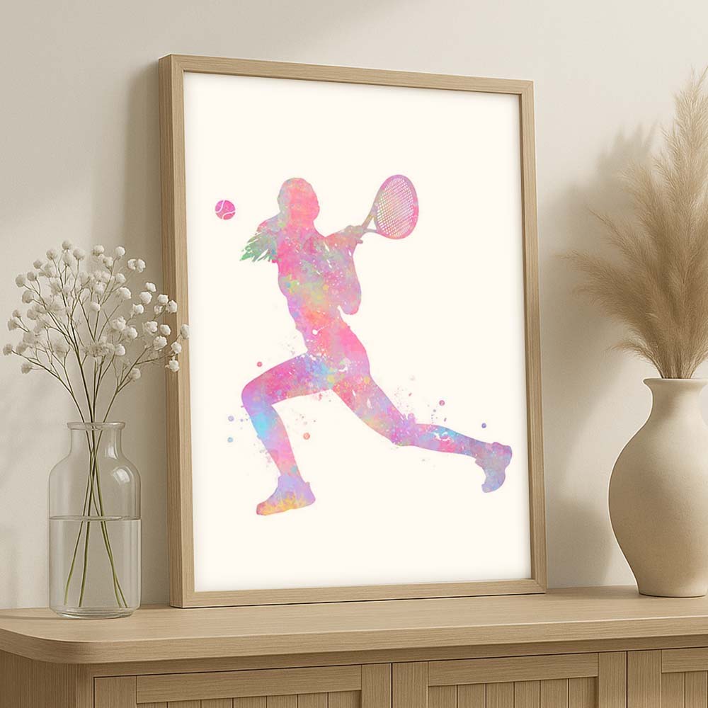 Female Tennis Player Watercolour Art Print
