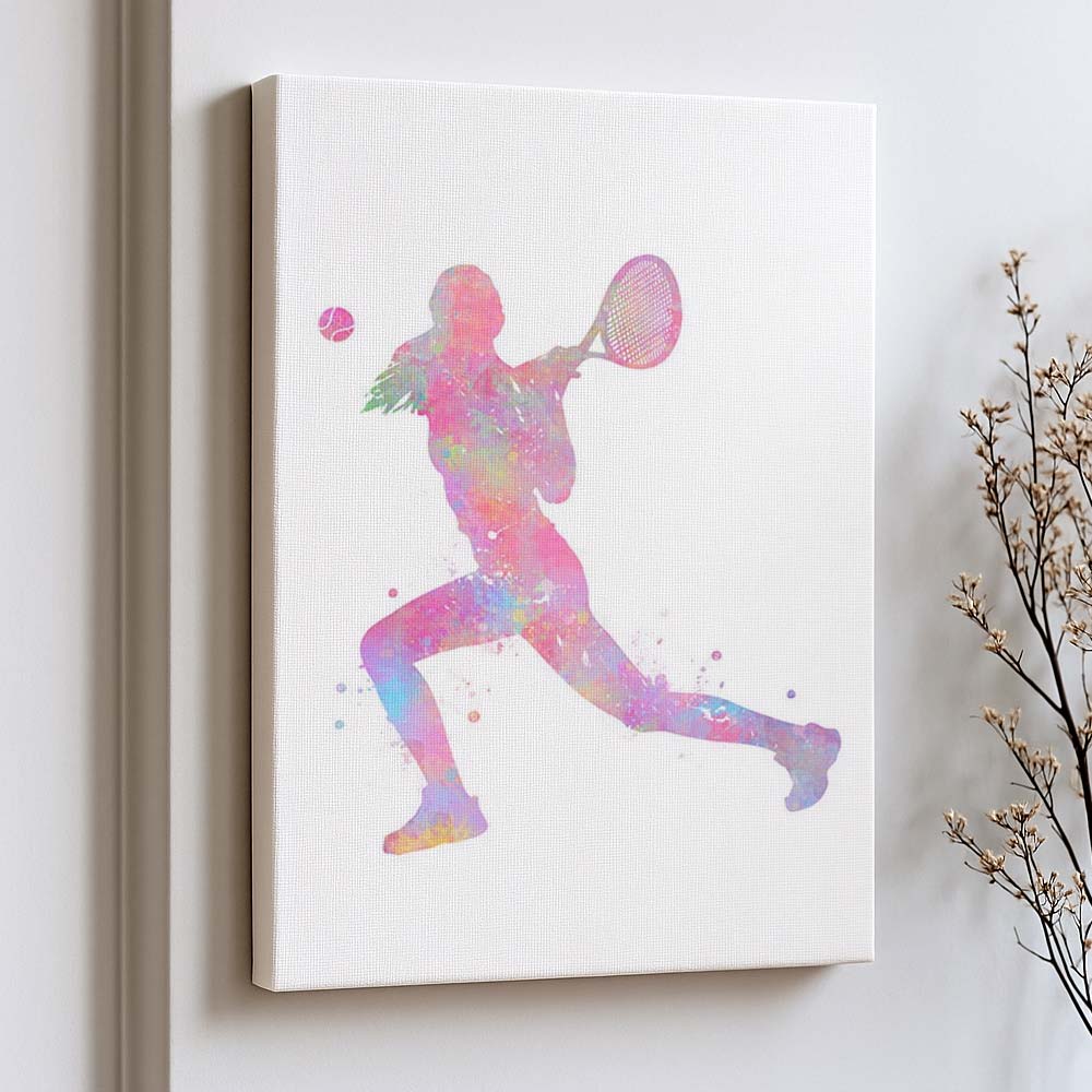 Female Tennis Player Watercolour Art Print