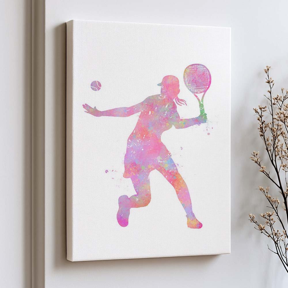 Female Tennis Serve Watercolour Art Print