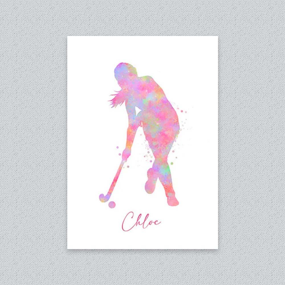 Personalised Field Hockey Girl Wall Art