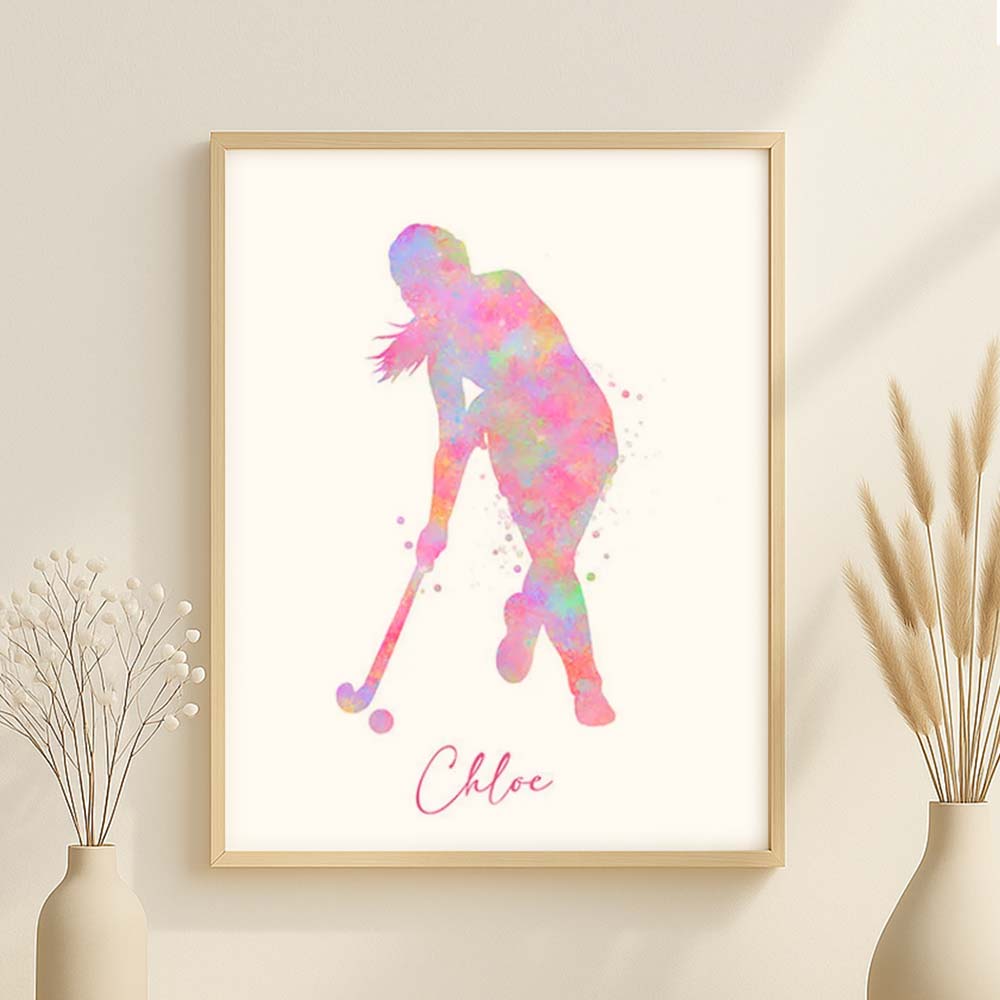 Personalised Field Hockey Girl Wall Art