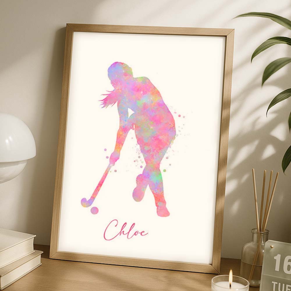 Personalised Field Hockey Girl Wall Art