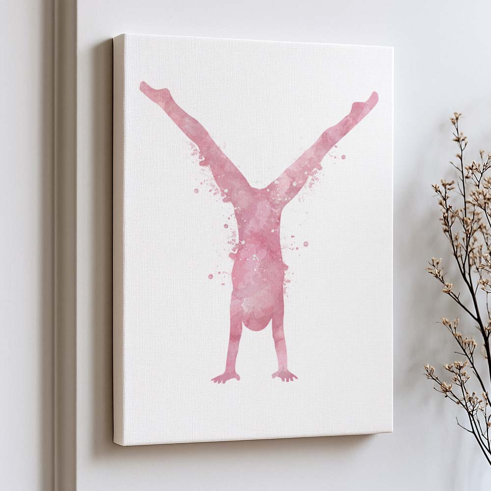 Blush Pink Watercolor Handstand Gymnast Art Print
