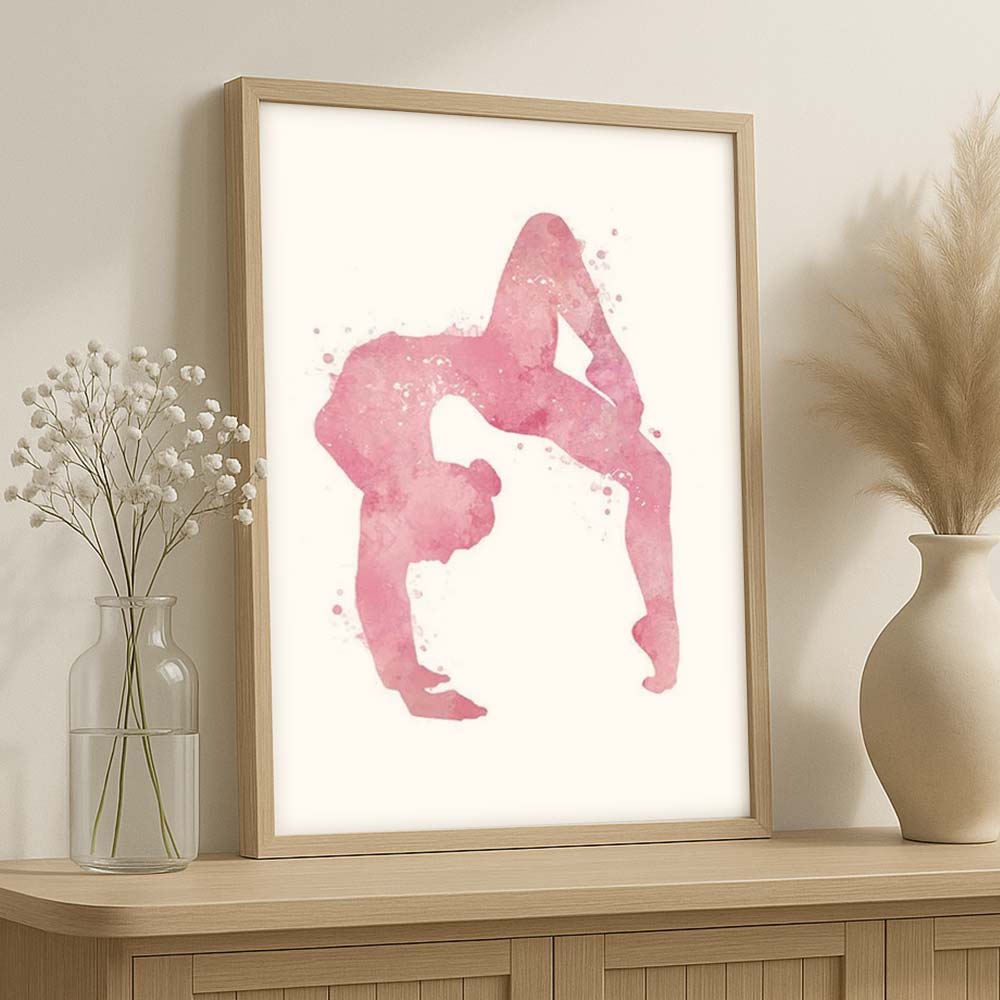 Blush Backbend Pose Gymnastics Wall Art Print