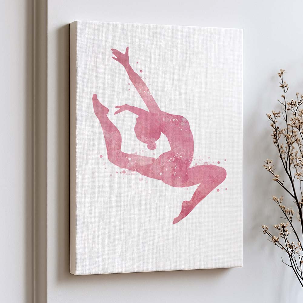 Blush Pink Watercolor Gymnast Leap Art Print