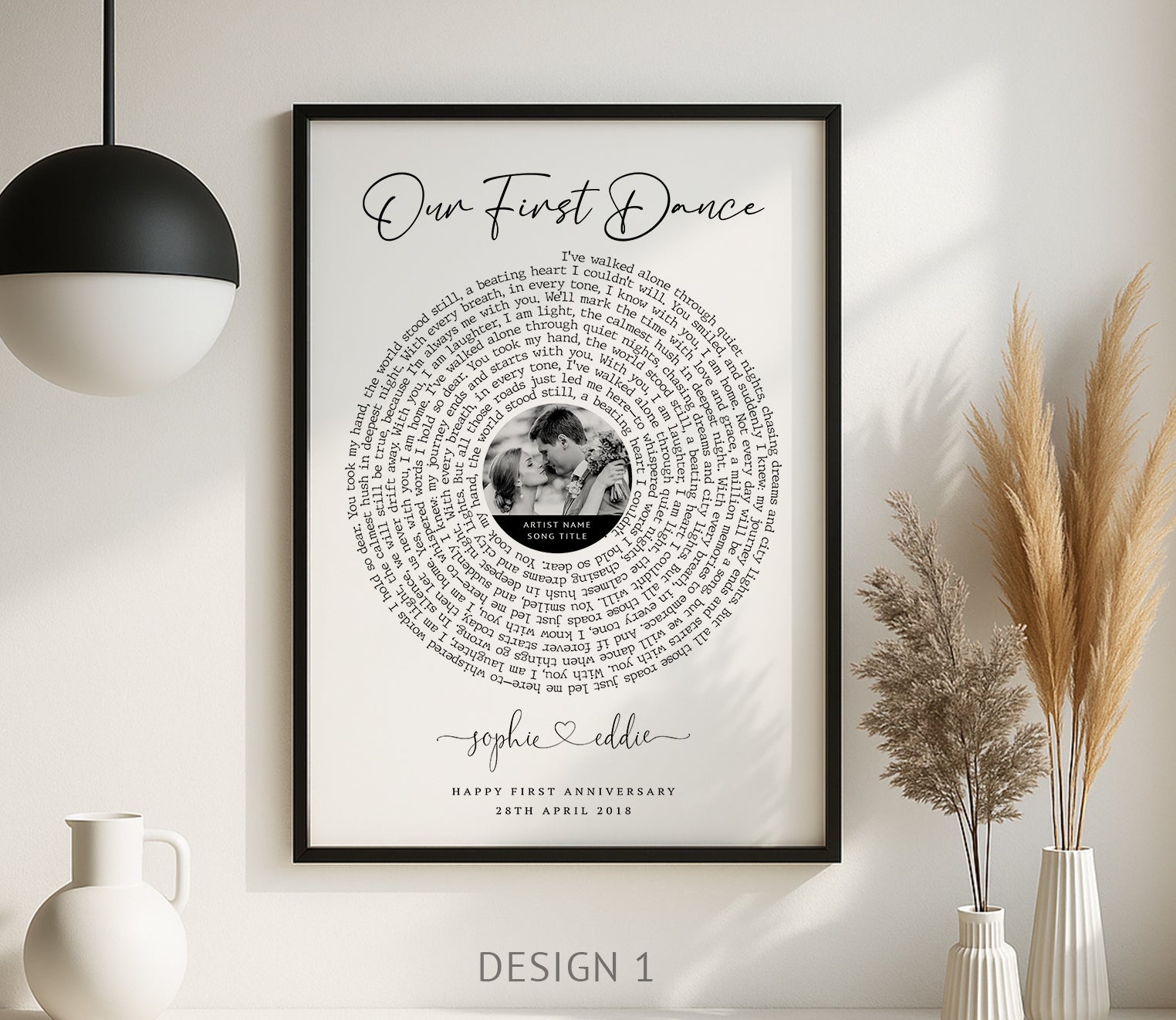 Personalised Lyric or Wedding Vow Print with Photo | First Dance or Anniversary Gift