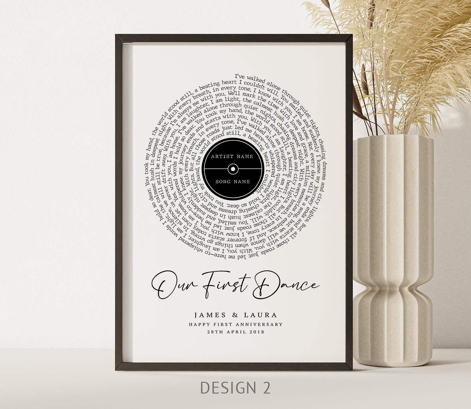Personalised Lyric or Wedding Vow Print with Photo | First Dance or Anniversary Gift