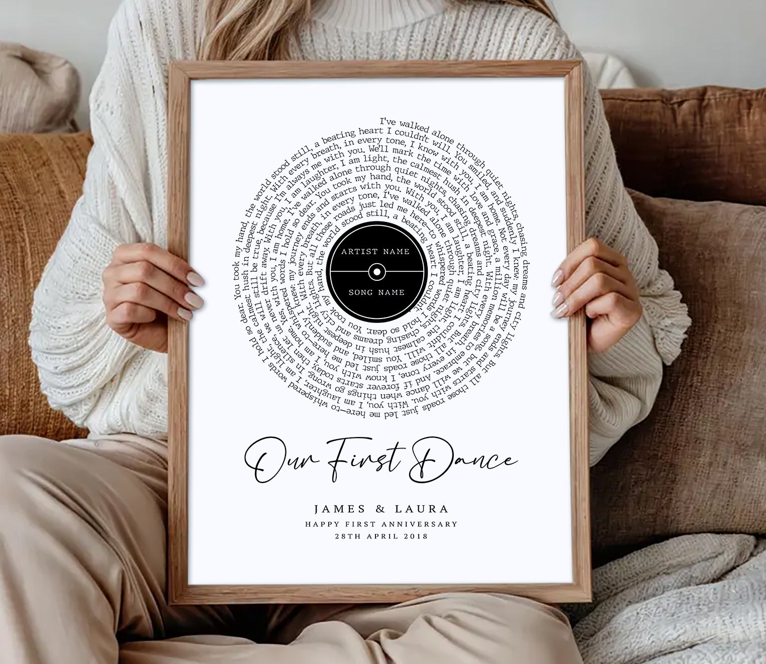 Personalised Lyric or Wedding Vow Print with Photo | First Dance or Anniversary Gift