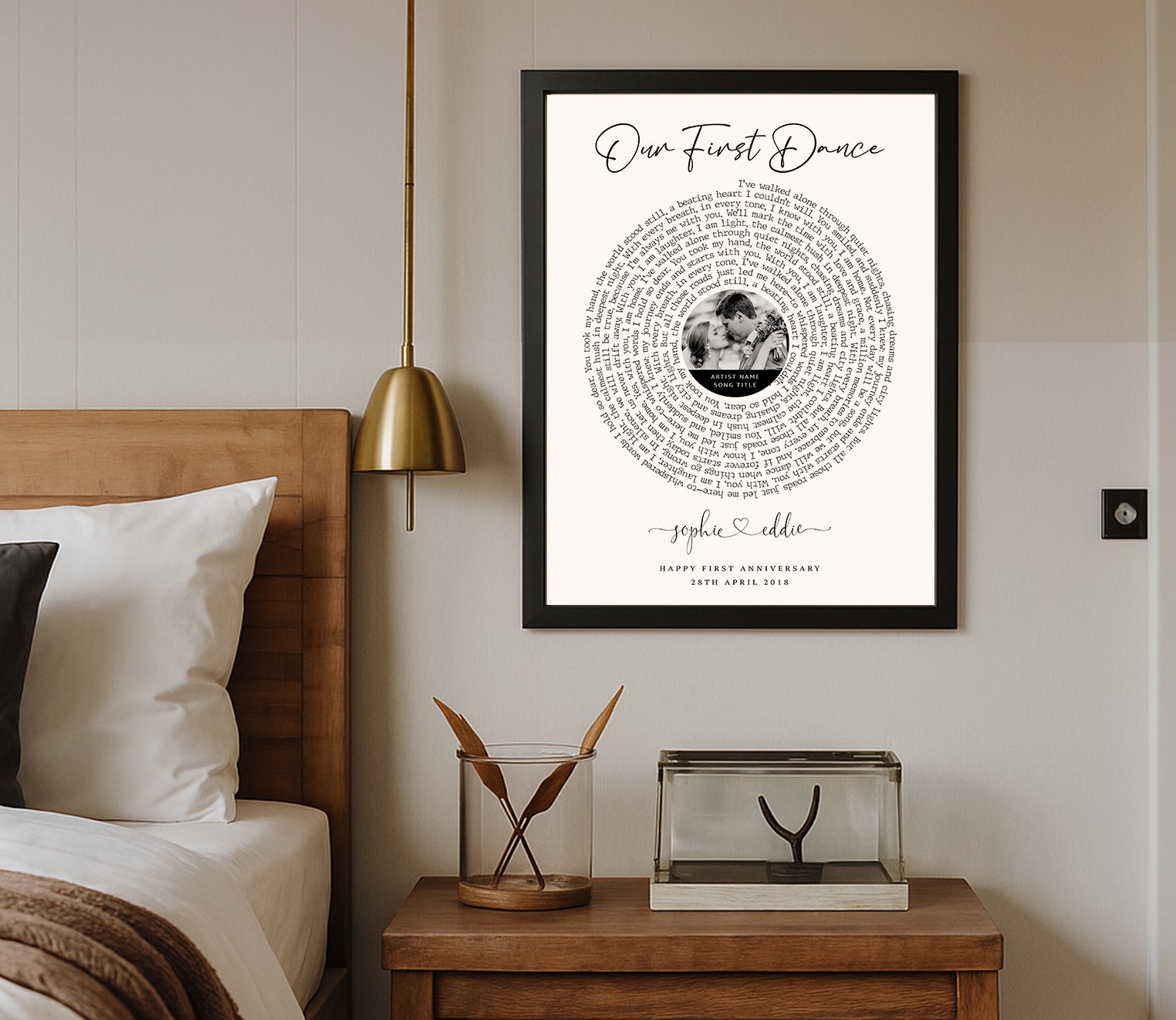 Personalised Lyric or Wedding Vow Print with Photo | First Dance or Anniversary Gift