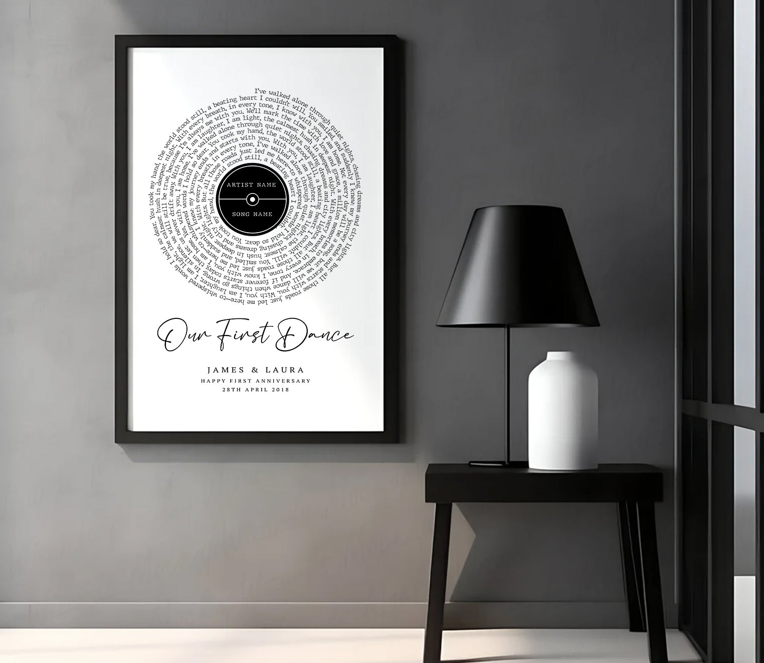 Personalised Lyric or Wedding Vow Print with Photo | First Dance or Anniversary Gift