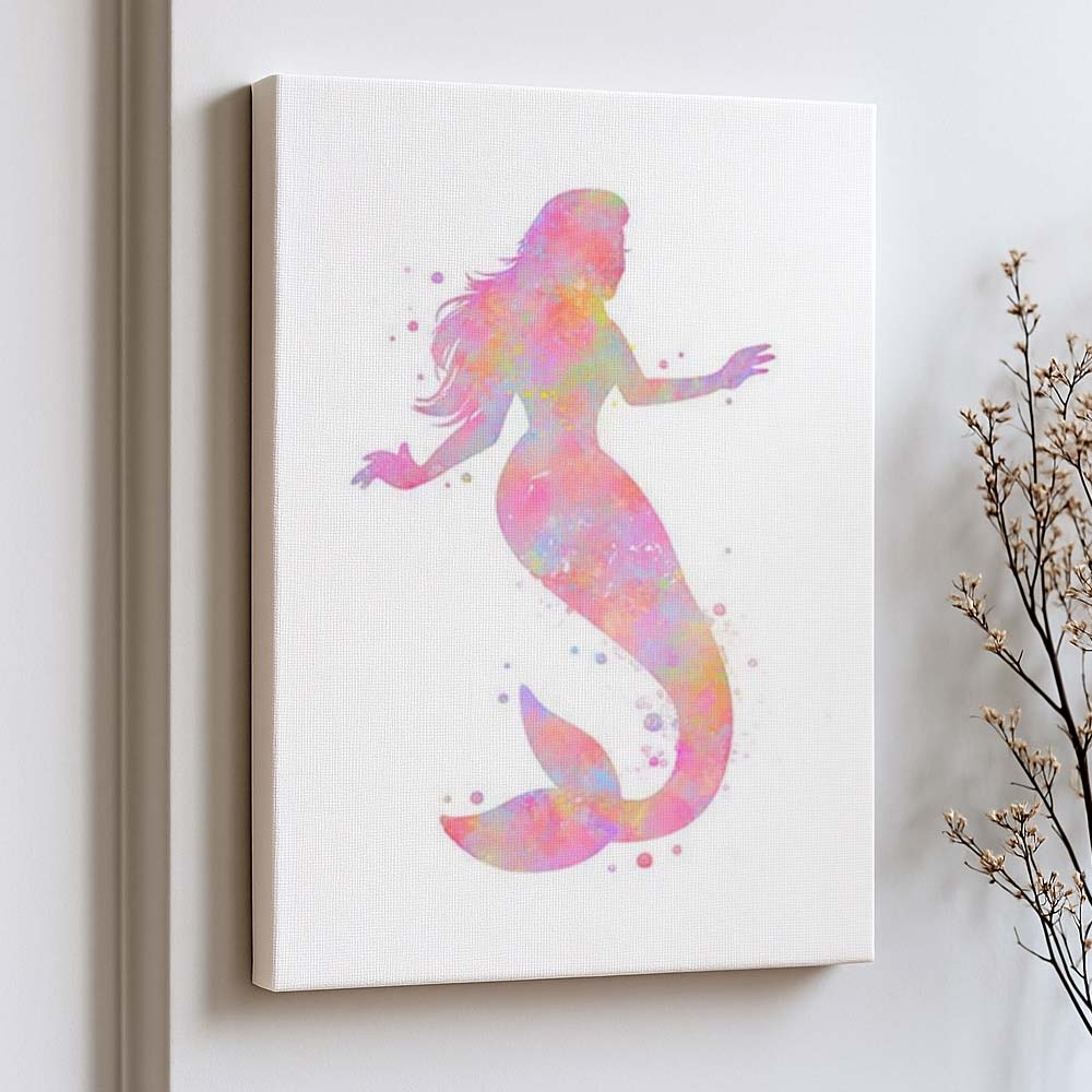 Mermaid Watercolour Wall Art Print – Pastel Nursery Poster