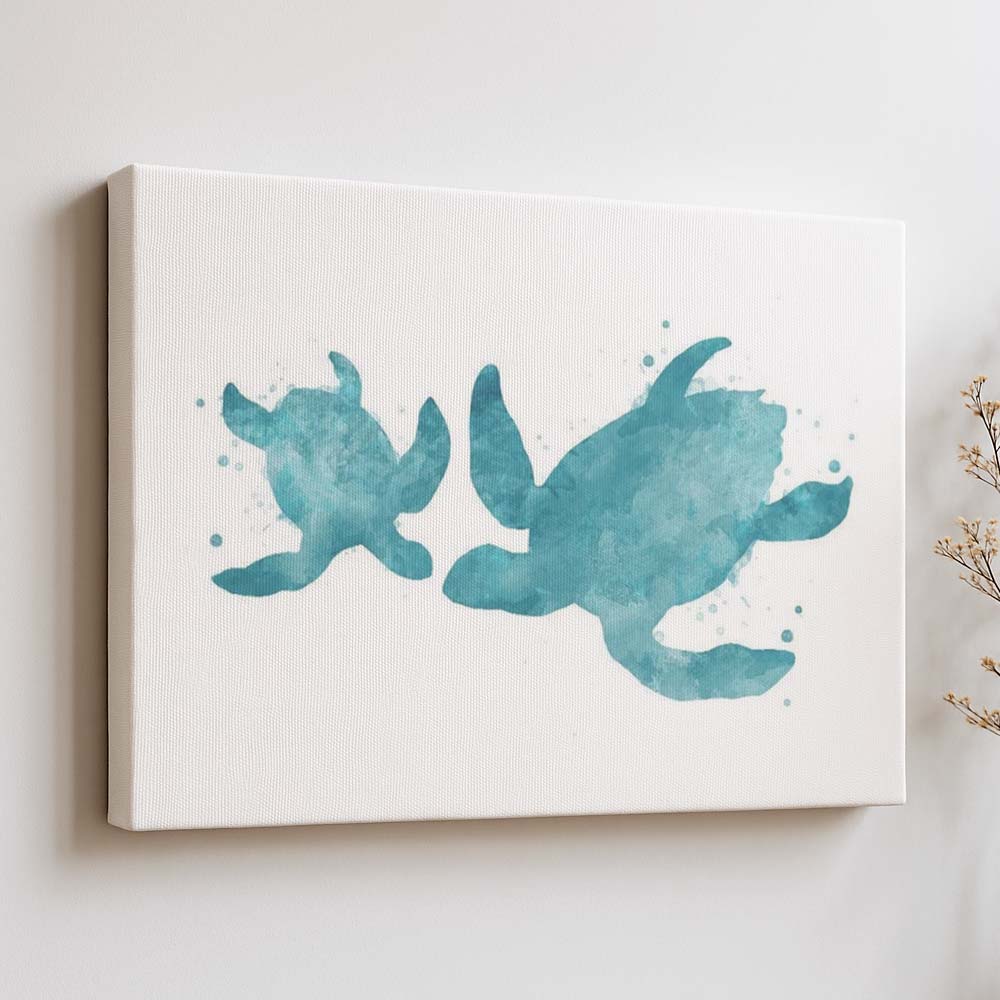 Teal Blue Sea Turtle Watercolour Print – Ocean Family Wall Art
