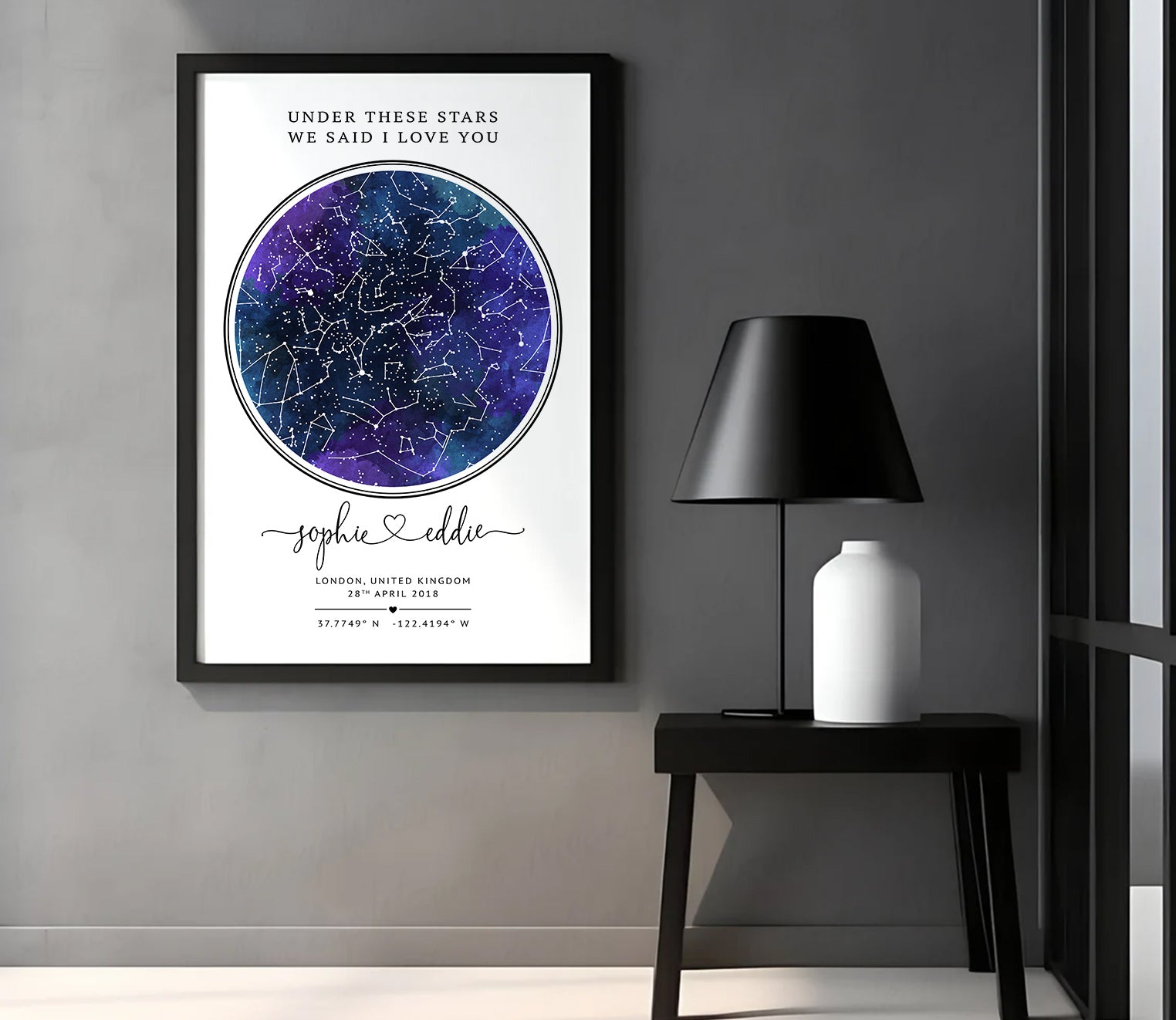 Personalised Star Map Gift – Custom Night Sky Constellation Poster | Anniversary Gift