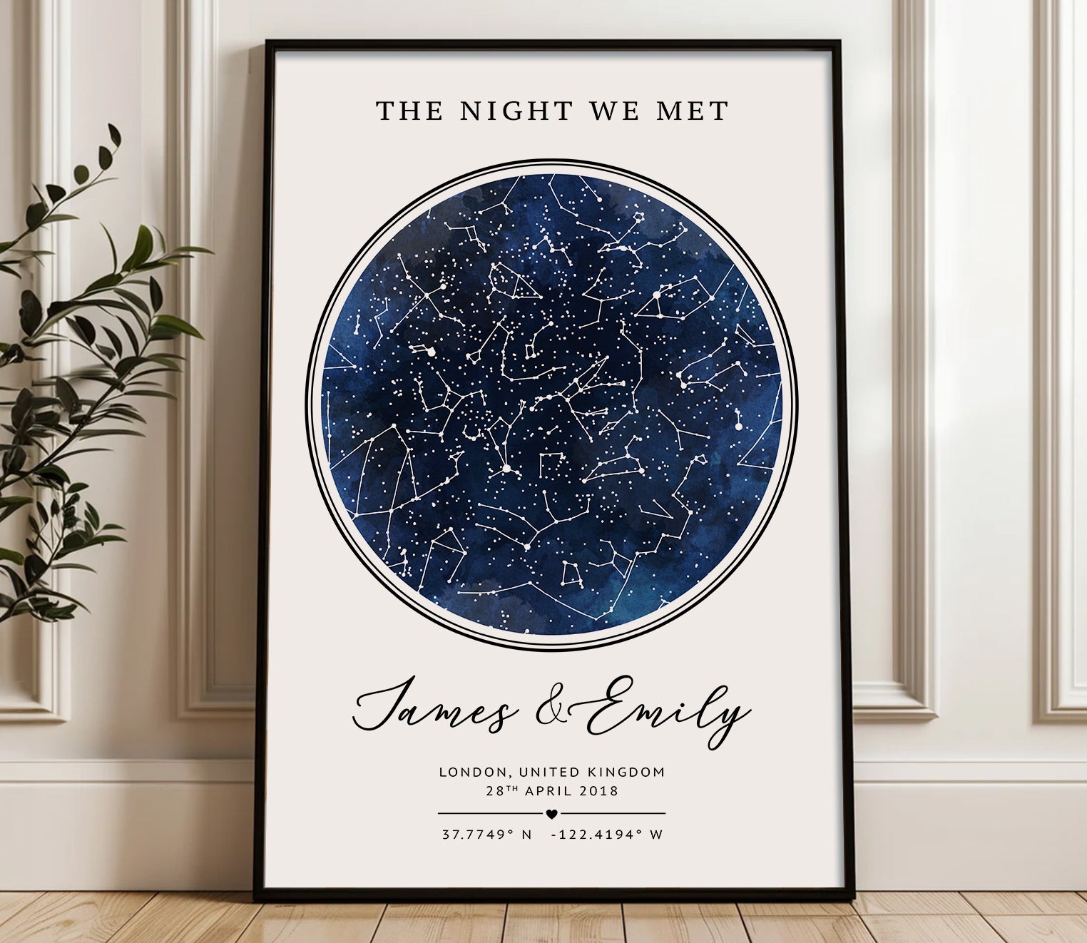 Personalised Star Map Gift – Custom Night Sky Constellation Poster | Anniversary Gift