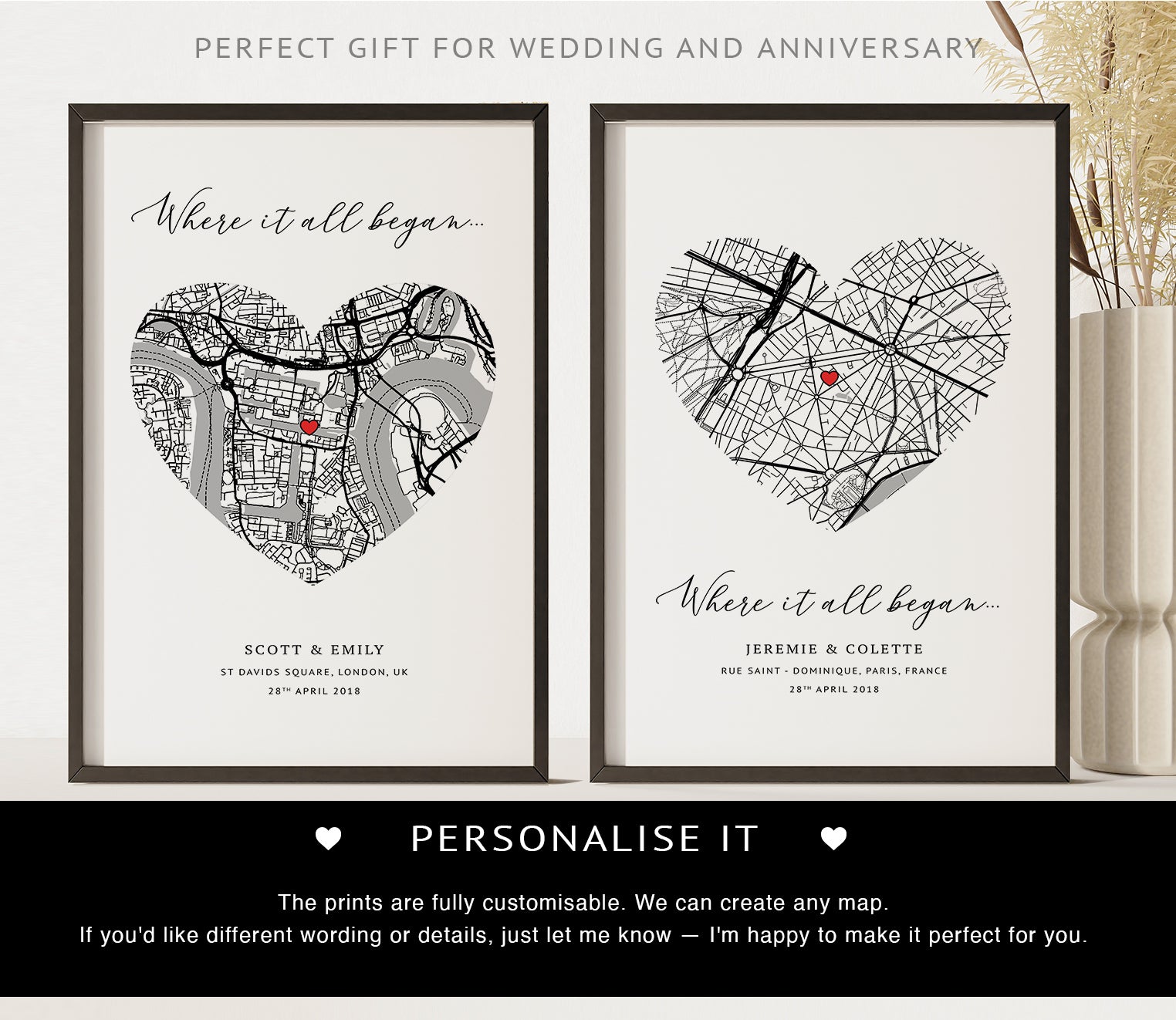 Personalised Heart Map Print – Where It All Began