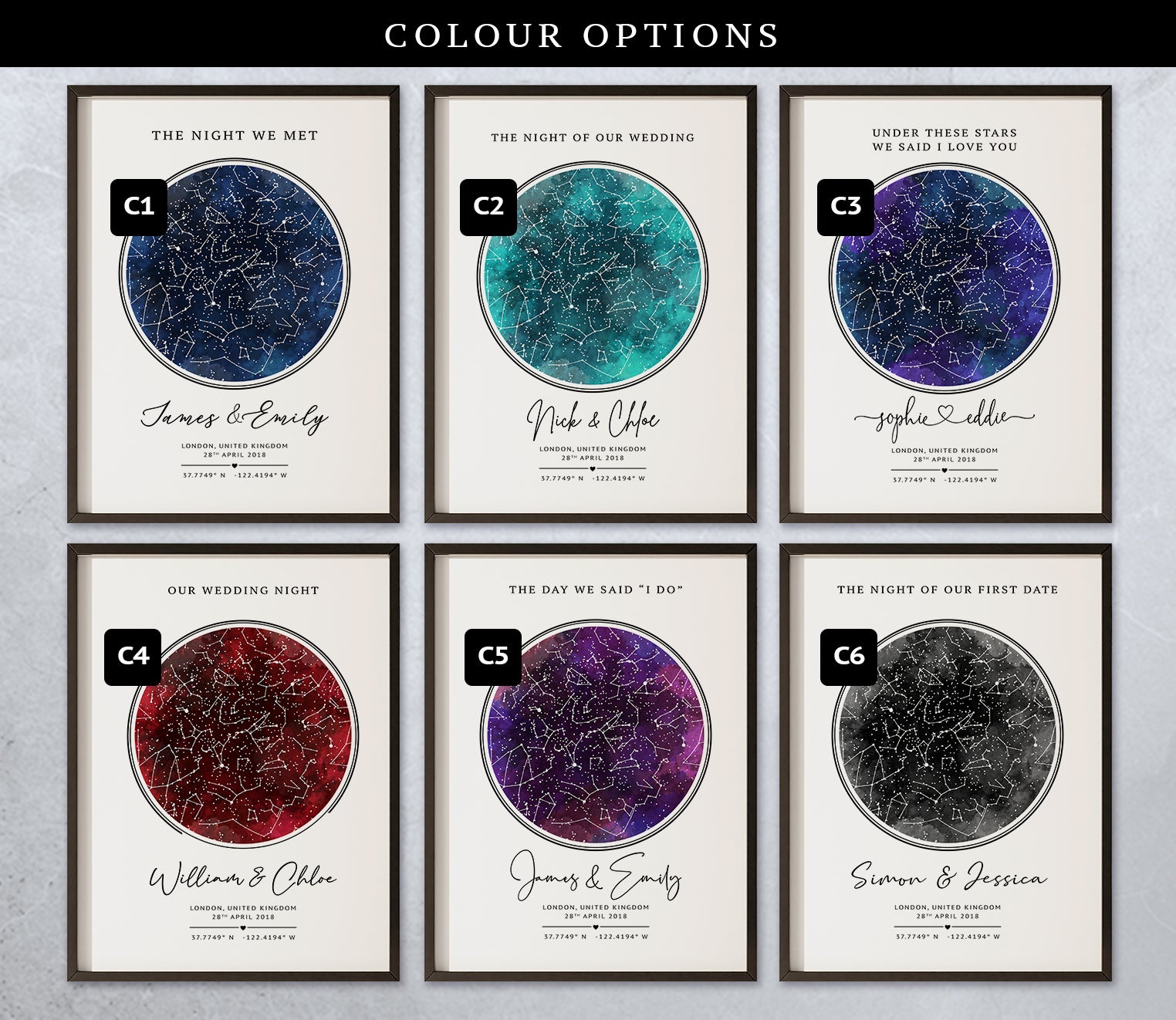 Personalised Star Map Gift – Custom Night Sky Constellation Poster | Anniversary Gift