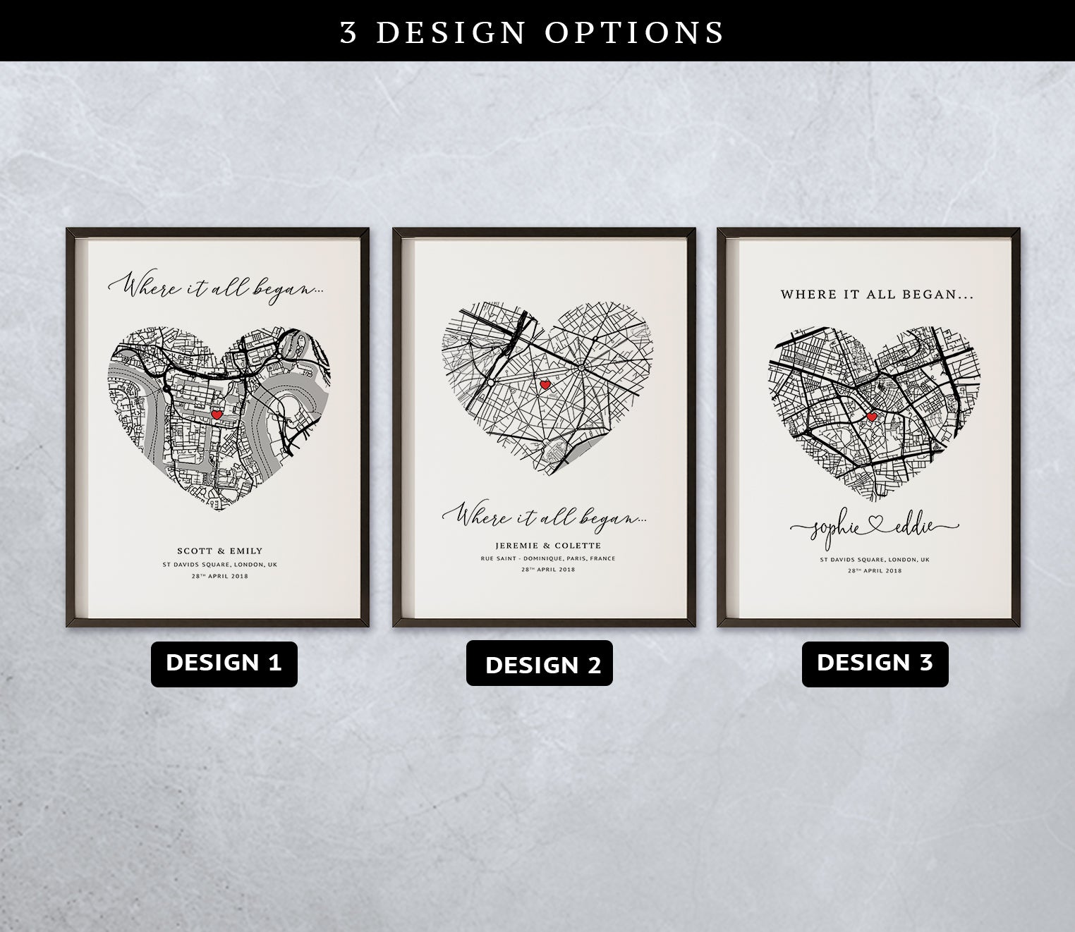Personalised Heart Map Print – Where It All Began