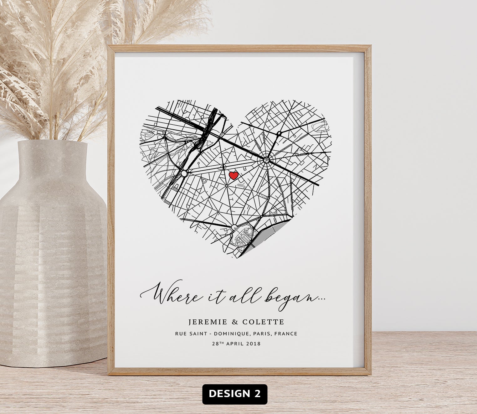 Personalised Heart Map Print – Where It All Began