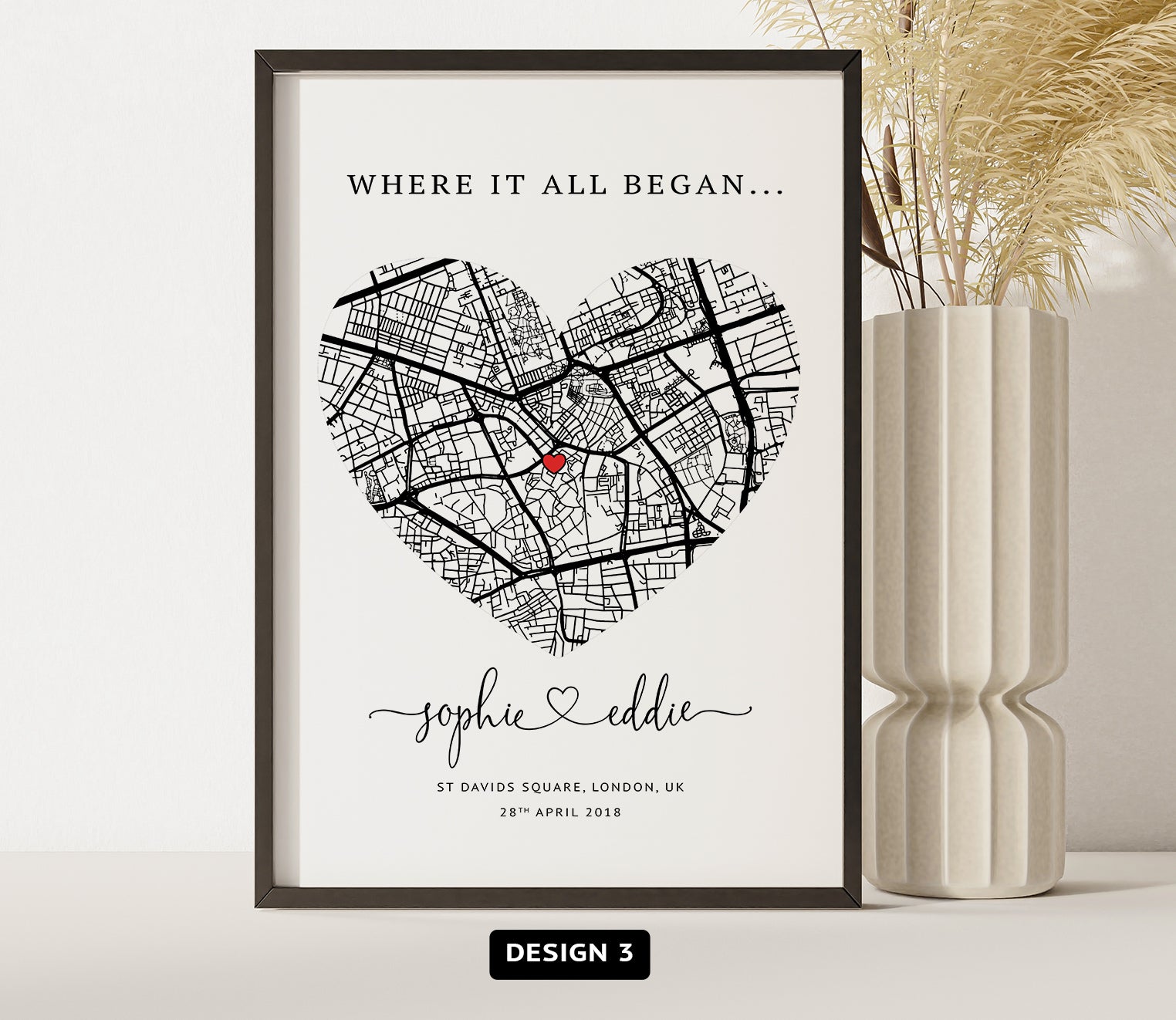 Personalised Heart Map Print – Where It All Began