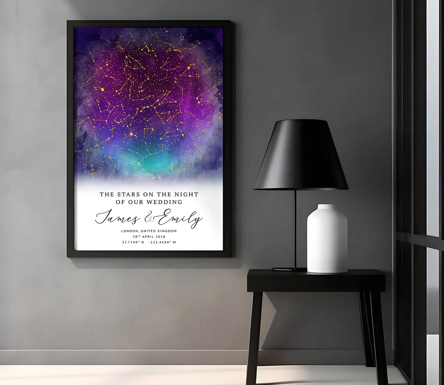 Personalised Star Map Gift – Custom Night Sky Constellation Poster | Anniversary Gift