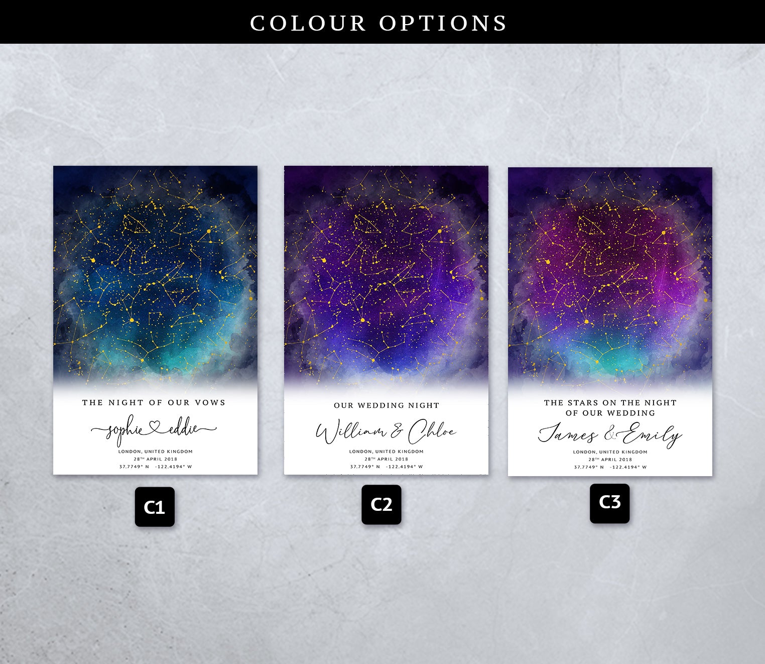 Personalised Star Map Gift – Custom Night Sky Constellation Poster | Anniversary Gift