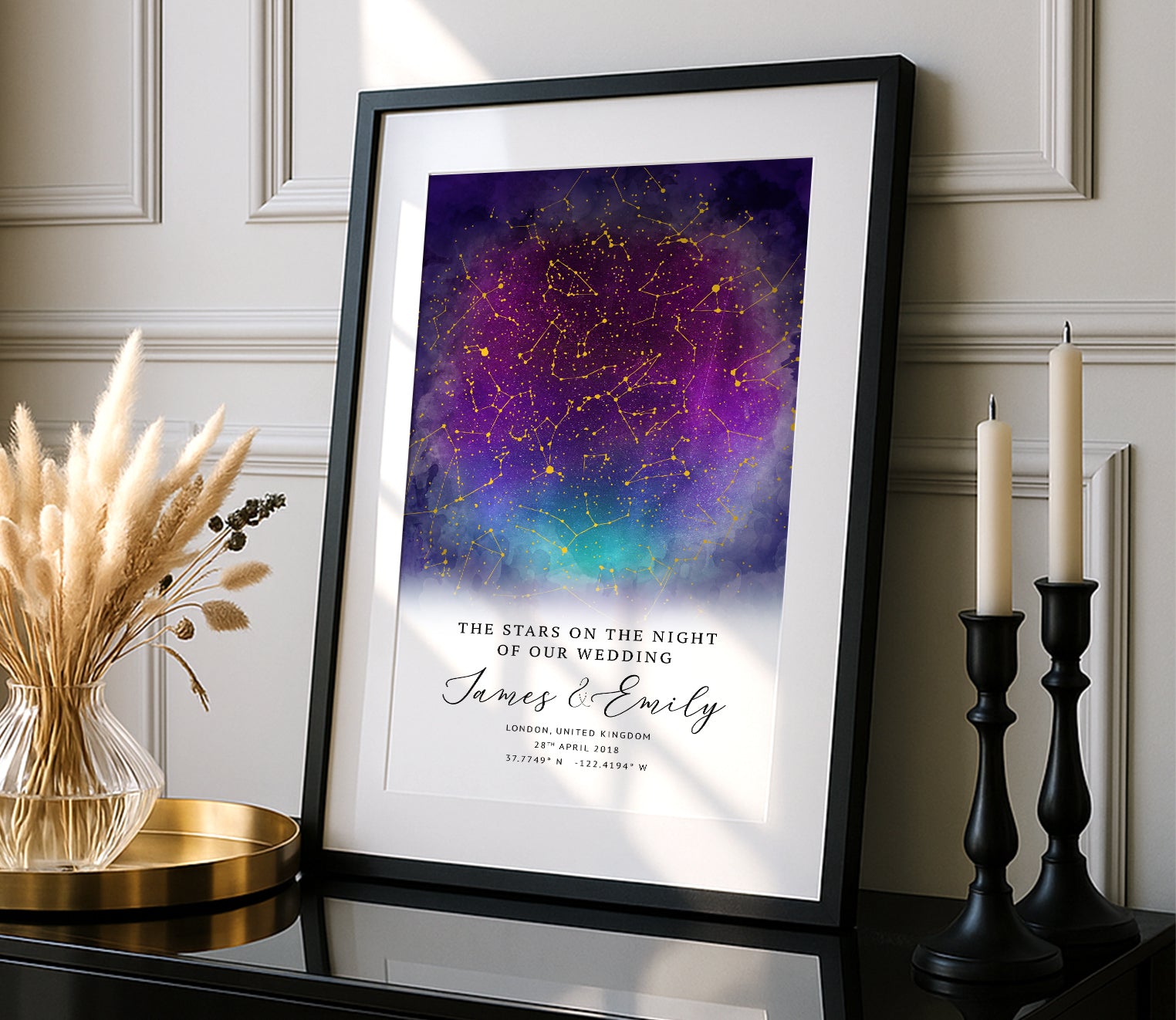 Personalised Star Map Gift – Custom Night Sky Constellation Poster | Anniversary Gift
