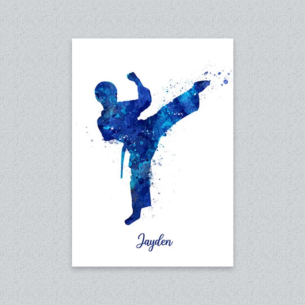Personalised Taekwondo Boy Wall Art Print | Martial Arts Gift for Kids