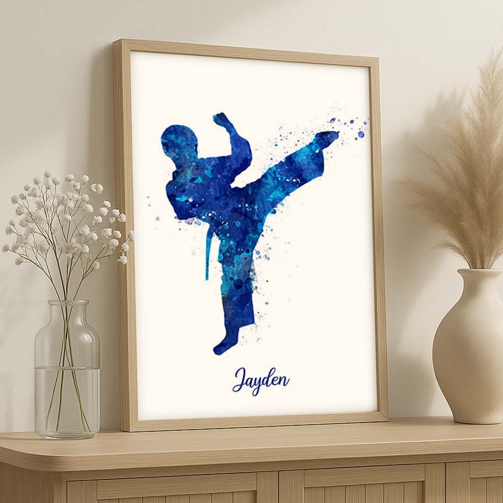 Personalised Taekwondo Boy Wall Art Print | Martial Arts Gift for Kids
