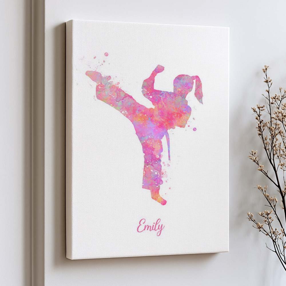 Personalised Taekwondo Girl Wall Art Print – Martial Arts Poster for Kids Room