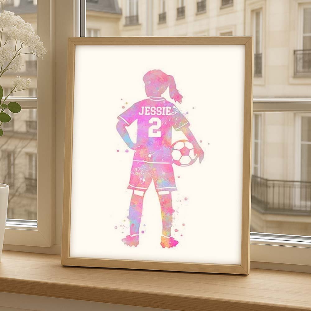 Personalised Girls Football Wall Art