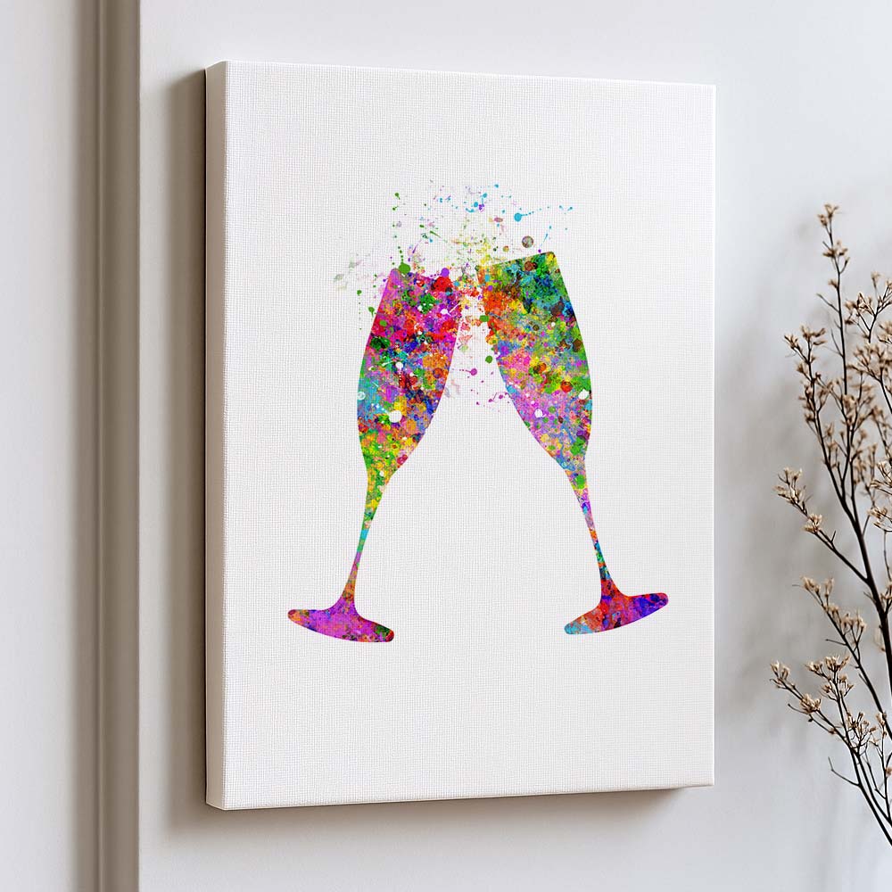 Champagne Flute Watercolor Print – Celebration Wall Art for Weddings, Anniversaries & Parties
