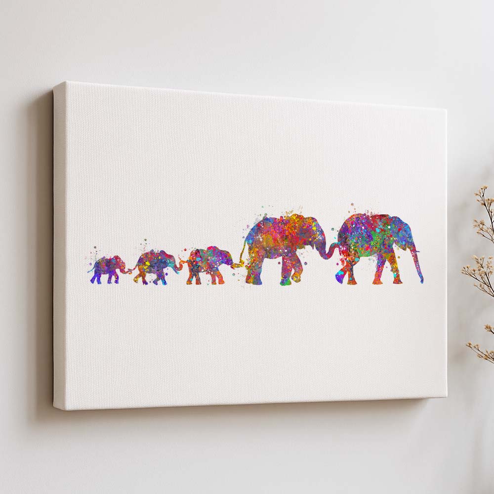 Personalised Elephant Family Print – Custom Watercolor Animal Wall Art