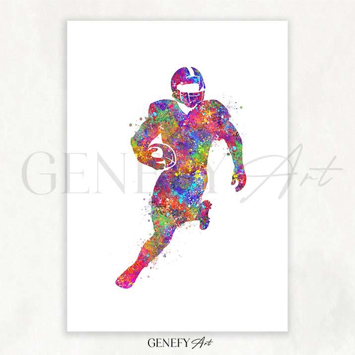 American Football Watercolour Print - Genefy Art