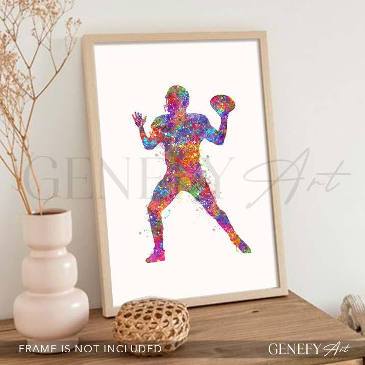 American Football Watercolour Print - Genefy Art