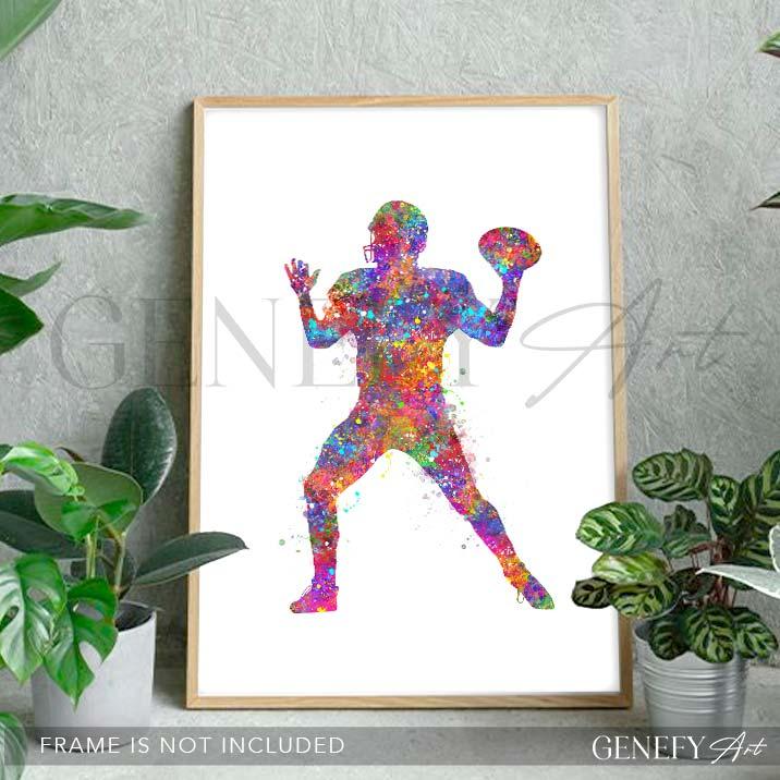 American Football Watercolour Print - Genefy Art